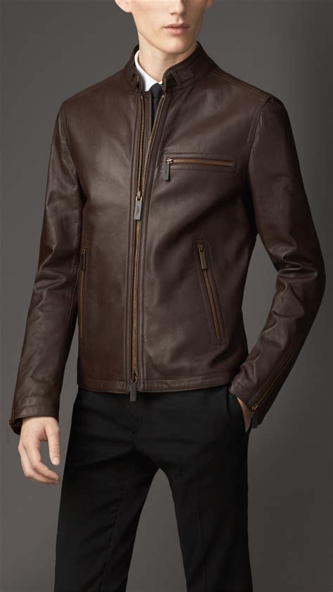 burberry brown leather jacket